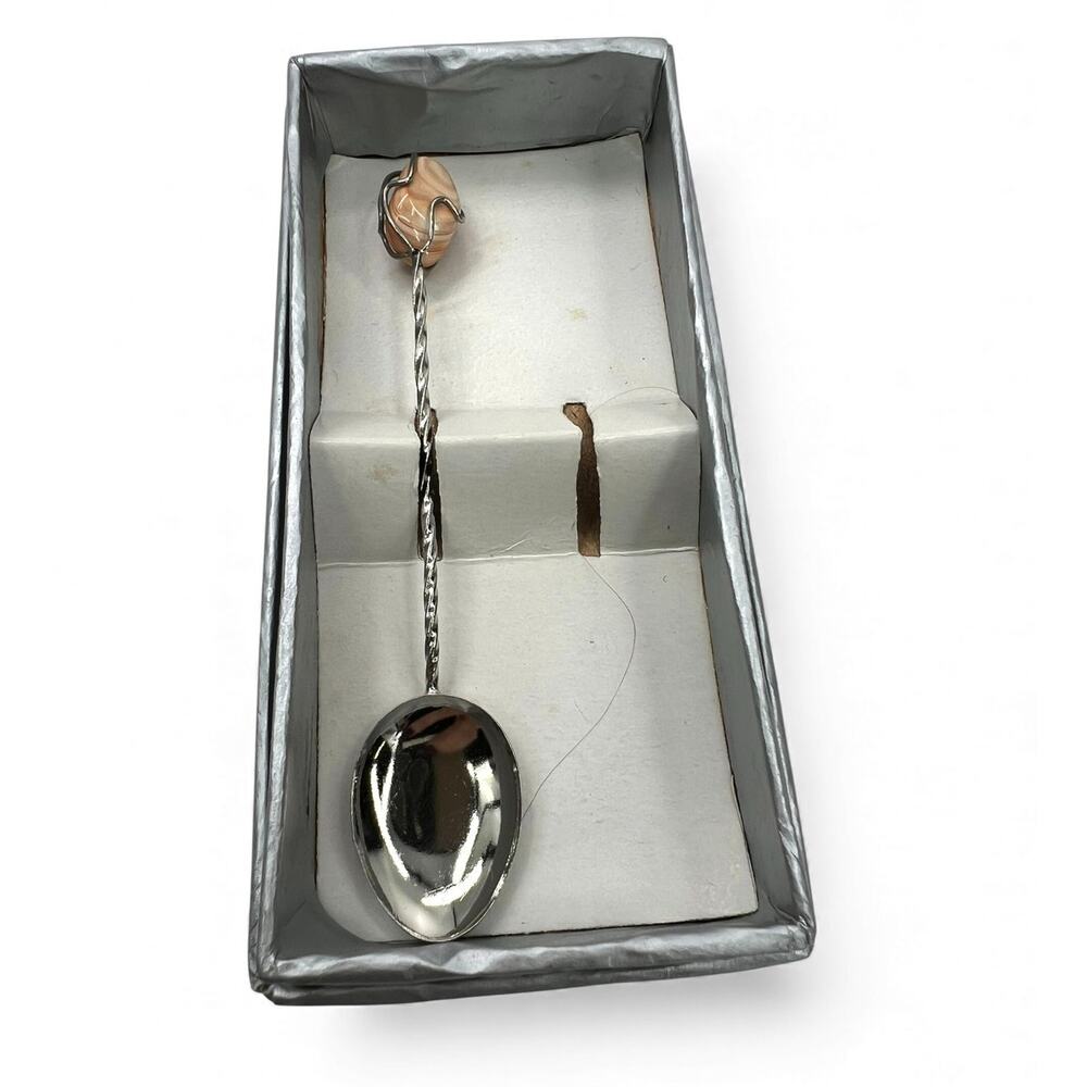 vintage H. Stern cocktail spoon semi-precious stone end small sugar baby serving